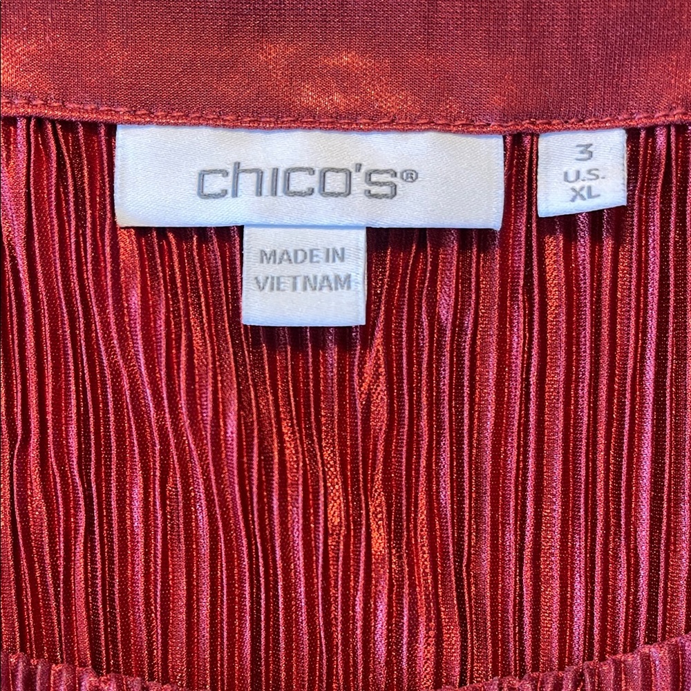 Chico's Rich Red Pleated Blouse - Picture 2 of 5